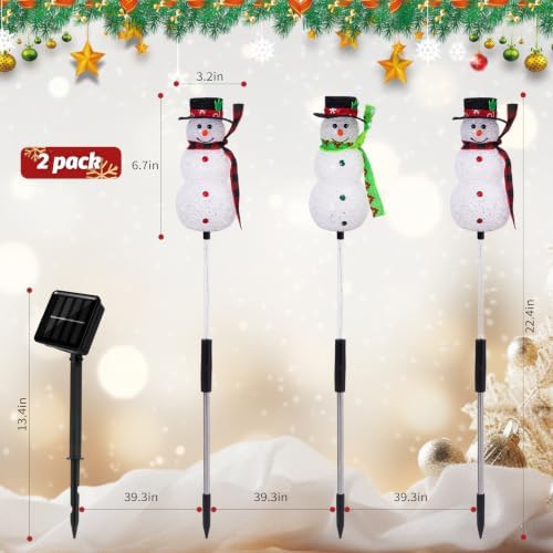 Christmas Snowman Solar Pathway Lights Outdoor Decorations, 6 Pack - Image 2