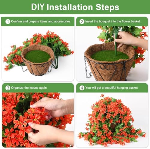 INQCMY Fake Hanging Flowers with Basket Artificial Violet for Outdoor - Image 6