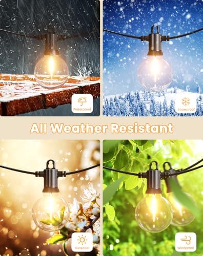 Zuske Outdoor String Lights Waterproof, 100FT LED Patio Lights with 50 Shatterproof G50 Globe Bulb(2 Spare), Connectable Dimmable Outside Hanging Lights for Backyard Porch Balcony Gazebo - Image 2
