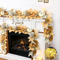 2 Pack Fall Garland Maple Leaf with Lights Fall Decor, 6Ft/Piece Fake Leaves Pumpkin Berry Vine Autumn Foliage Garland for Mantle Fireplace Halloween Thanksgiving Decorations Christmas Home Decor by Cherica