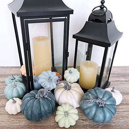 24 Pcs Bulk Assorted Rustic Harvest Artificial Pumpkins Foam Pumpkin in White Orange Green Teal for Fall Autumn Halloween Decoration Thanksgiving Party Home Kitchen Decor Baby Shower Wedding - Image 6