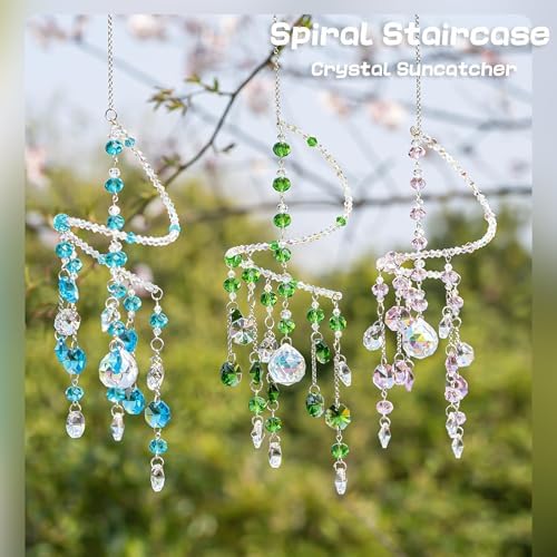 3 Pcs Crystal Suncatchers Wind Chimes, Spiral Sun Catchers Indoor Window - Image 3
