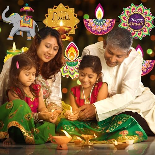 Yaomiao 2 Sets Diwali Welcome Porch Sign Banner Door Hanging Decor - Image 6