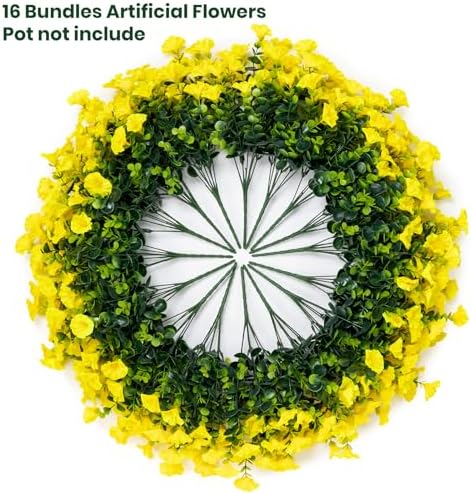 Artificial Faux Flowers for Outdoor 16 Bundles Fake Morning Glory,Yellow - Image 4