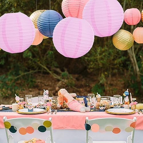 BEISHIDA 12-Inch Round Paper Lanterns Hanging Decorative Chinese Paper Lanterns Lamp for Valentine Birthday Wedding Party Decoration and Baby Bridal Shower（6 Packs） Pink - Image 4