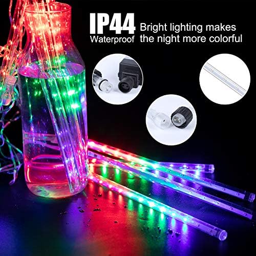 Meteor Shower Lights Outdoor, 11.8 Inches 10 Tubes 240 LED Snowfall Light, Waterproof Meteor Christmas Lights, Hanging Falling Rain Light for Tree Bushes Holiday Party Christmas Decor, Multicolored - Image 3