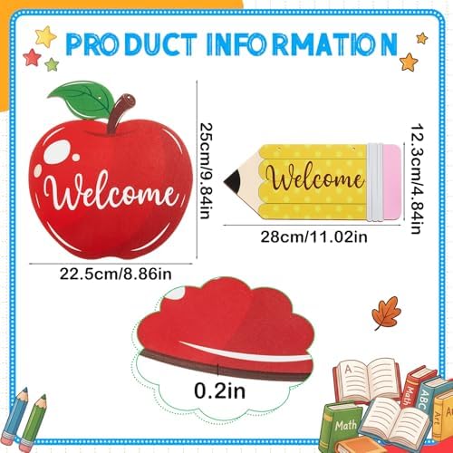 Jetec 2 Pcs Welcome Back to School Wood Hanging Sign for Prek Elementary - Image 2