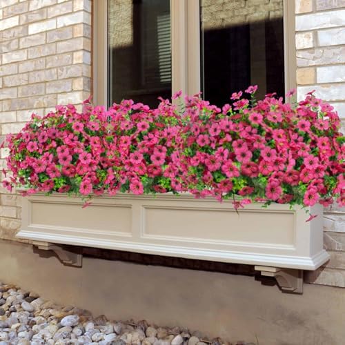 Ouddy Decor 24 Pcs Artificial Flowers for Outdoors Decorations, Rose Red - Image 6