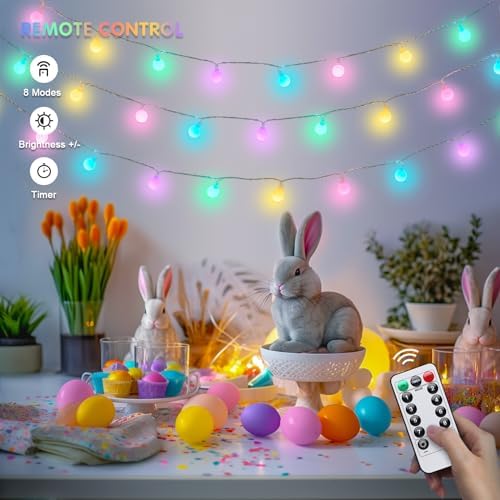 JMEXSUSS 33ft 100 LED Globe Easter Lights Battery Operated with Remote - Image 6