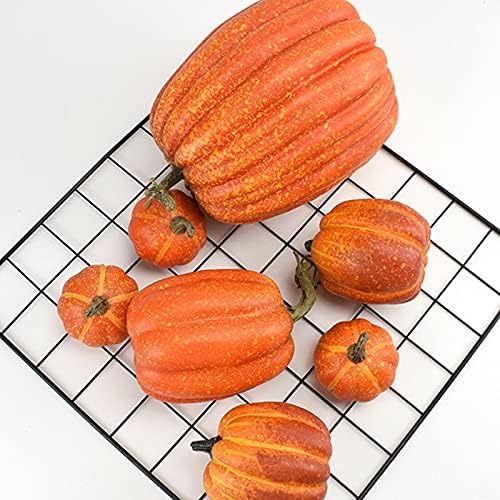 Lucakuins 7Pcs Artificial Pumpkins Fall Decoration Assorted Faux Pumpkin Cute Foam Pumpkins for Home Outside Halloween Decorating (Orange1, One Size) - Image 4