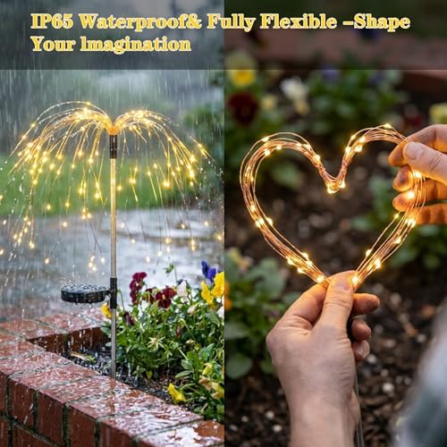 2-Pack Solar Firework Lights for Outside Waterproof Garden Fairy Lights - Image 4