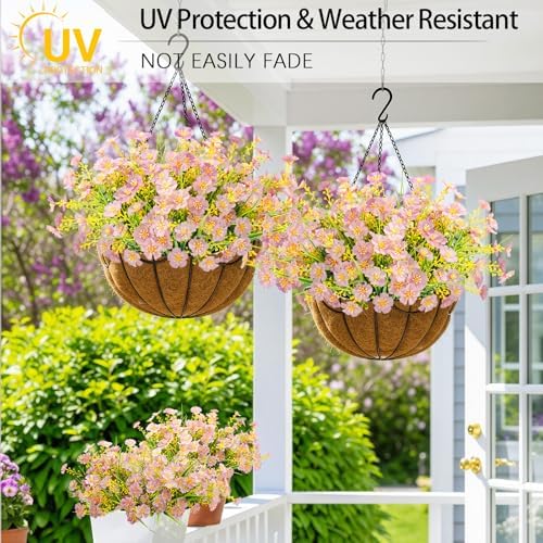 12 Bundles Artificial Flowers Outdoor UV Resistant Faux Plants,Light Purple - Image 2