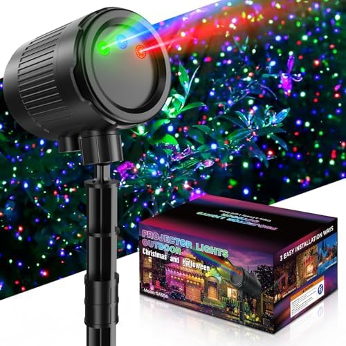 Christmas Projector Lights Outdoor, 3 Color Firefly Light Show, IP65 Waterproof Light Projector Outdoor with Remote Control and Timer, Indoor Projection Lights for House Garden Holiday Xmas Decor by ZOZANEL