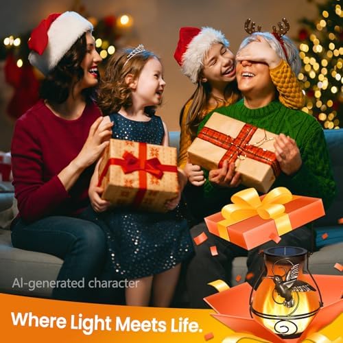 4 Pack Solar Lanterns Outdoor, Hummingbird Plastic Flickering Flame Lights, Hanging Solar Lantern Waterproof for Patio, Porch & Garden Decoration, Gifts for Women, Mom - Image 7