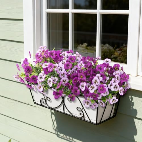 INQCMY Fake Artificial Pansy Flowers Plants for Outdoors UV Resistant - Image 2