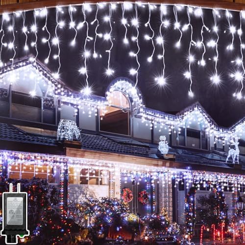 132FT 1332 LED Outdoor Christmas Lights - 296 Ice Drops, 12 Pro Modes by WUXYIYANG