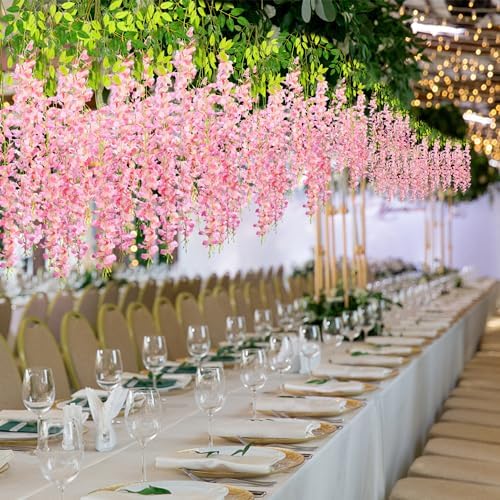 Alotiki Pink Wisteria Hanging Flowers, 48 Pack Fake Hanging Flowers - Image 6