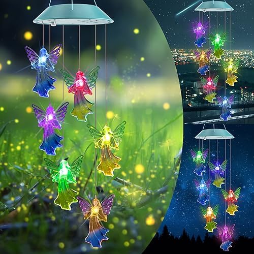 Toodour Solar Wind Chimes, Color Changing Angel Wind Chimes by Toodour