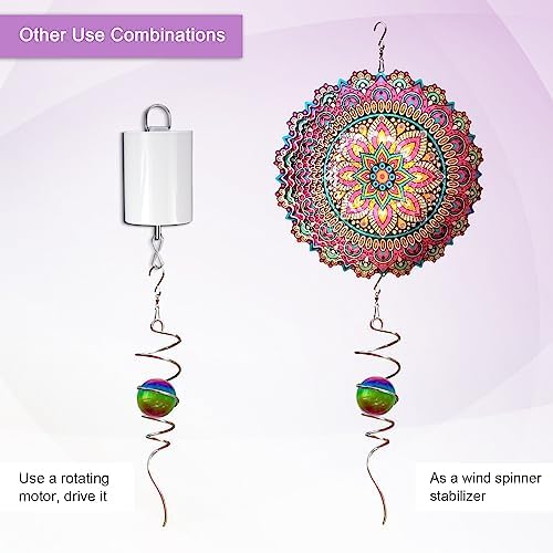 Gazing Ball Spiral Tail with Multi Color Stainless Steel Orb, Wind Spinners Stabilizer, Spiral Tail Wind Spinner, Outdoor Hanging Decoration for Garden Yard Patio Christmas Decor 13in - Image 3