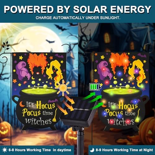 Halloween Lighted Garden Flag, Hocus Pocus Yard Decor, 12x18 In - Image 5