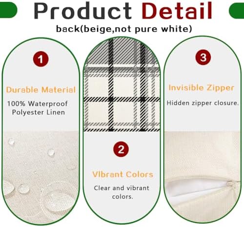 RABUSOFA Pillow Covers 18x18 Inch Indoor Outdoor Waterproof Set of 2 Buffalo Plaid Striped Holiday Decorative Cushion Cases for Home Patio Decor Decorations Couch Gray - Image 7