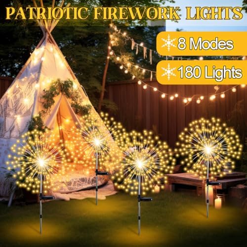 Tujoe 4 Pack Halloween Outdoor Garden Decoration Solar Firework Lights - Image 6