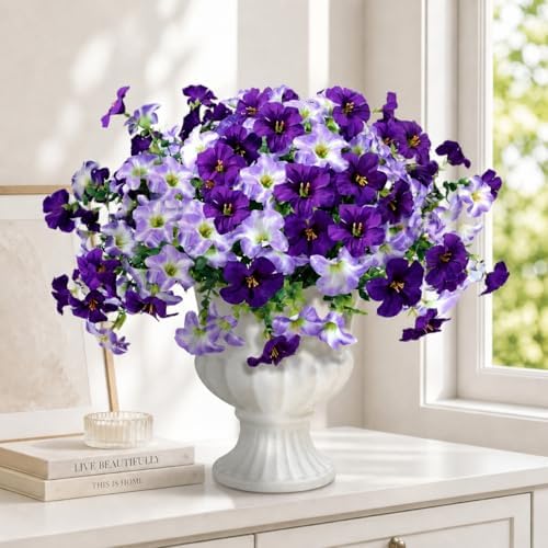Artificial Petunia Flowers for Outdoor, 8 Bundles UV Resistant Faux Flowers - Image 7