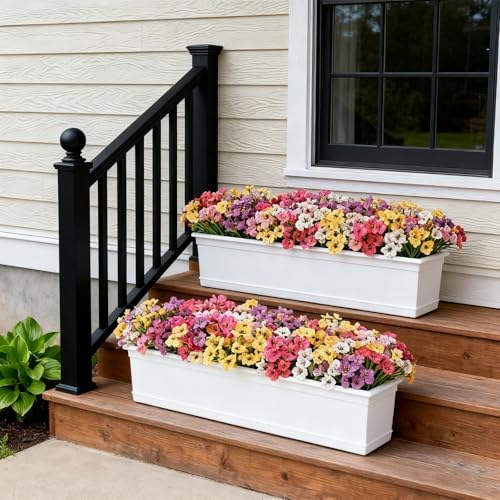 24 Bundles Artificial Flowers for Outdoor Faux Plants for Spring Summer Decoration, UV Resistant Realistic Silk Plastic Fake Flowers Garden Porch Patio Balcony Yard Front Home Decor - Image 5