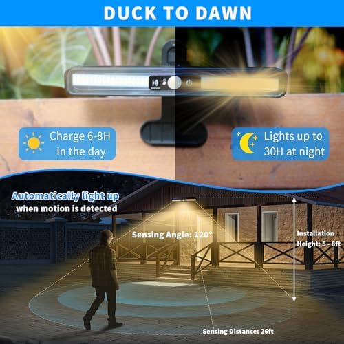Clip On Solar Lights Outdoor with PIR Motion Sensor (Black ,4 Pack ,3000K) - Image 3