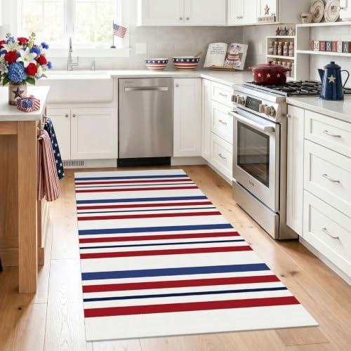 KILOCOCO 250th Anniversary Patriotic Striped Rug 3x5 ft, Red Blue White - Image 4