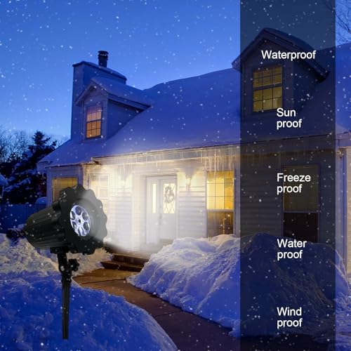 Christmas Snowflake Projector Lights Outdoor - Weatherproof LED Snowfall Projection, Landscape Decorative Light for Xmas & Halloween Holiday Party, Garden, Home & Wedding Indoor Decorations - Image 6