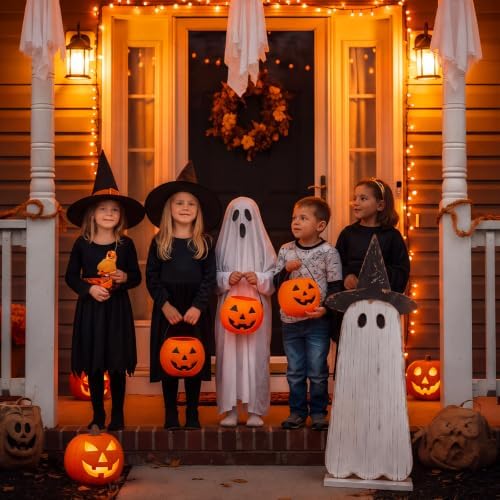 Novabright 30.2 H Halloween Witch Ghost Porch Sign Standing Wooden Decor - Image 5
