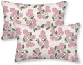 Preppy Pink Pillow Covers 12x20 Inch 2 Pcs Green Hydrangea Flower Decor Throw Pillows Vintage Floral Seasonal Spring Summer Outdoor Decoration Pillowcase Linen Cushion Cover for Couch Sofa by DAFENA