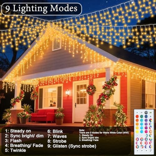 Pooqla 35 Colors Icicle Lights for Outside, 39FT Icicle Christmas Lights - Image 3