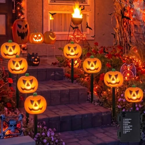 3D Battery Operated Pumpkin Lights, Battery Lights Halloween Decorations by SUNNYHOHO