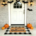 SEEKSEE Happy Halloween Decor Doormat Set, Thick Coco Coir Door Mat + Black and White Buffalo Plaid Rug, Outdoor Layered Mat for Front Door Non-Slip Backing Floor Mat for Porch by SEEKSEE