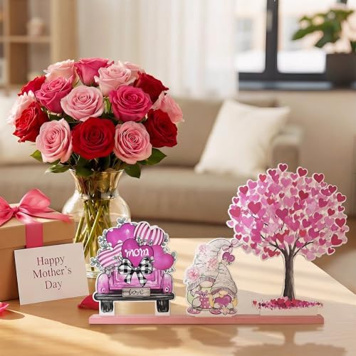 Smile Happy Mother's day Indoor Decorations Wooden Decor Table Centerpiece Love Mom Wooden Plaque Ornaments for Home Kitchen - Image 6