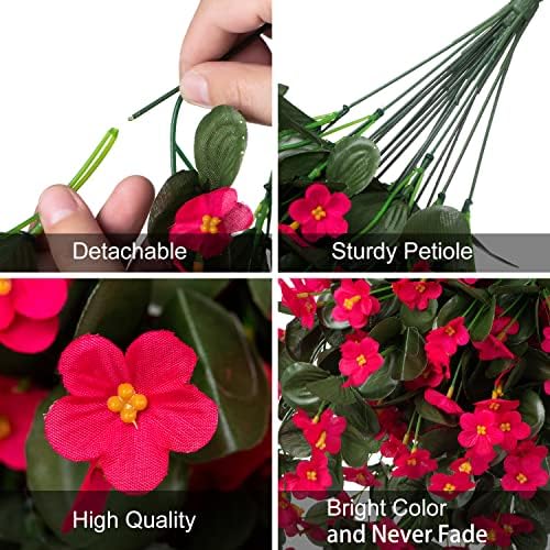 HyeFlora Artificial Fake Hanging Flowers for Spring Outdoor Outside Decoration, 2PCS Faux Silk Hotpink Daisy Plants UV Resistant Look Real Orchid Vines for Indoor Home Balcony Porch Planter - Image 4