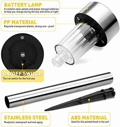 Solar Lights Outdoor, 12Pack Stainless Steel Outdoor Solar Lights - Waterproof, LED Landscape Lighting Solar Powered Outdoor Lights Solar Garden Lights for Pathway Walkway Patio Yard & Lawn-Cool White - Image 2
