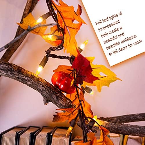 TIGOMOOV Lighted Fall Decorations for Home Maple Leaf String Lights Plug in 120V, Thanksgiving Garland with Lights, 35 Bulbs Lighted Fall Garland String Lights for Fireplace Mantle Decor - Image 5