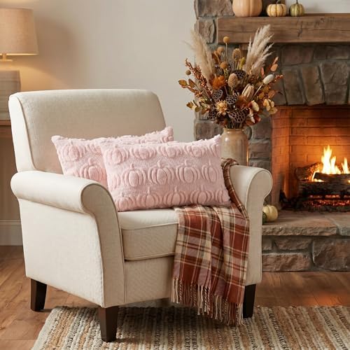 AVOIN colorlife Pink Fall Pumpkin Throw Pillow Covers 12x20 Inch - Image 4