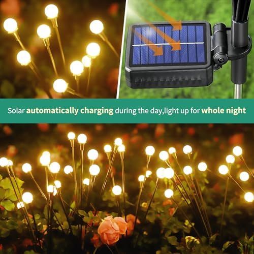 vignuto Solar Lights Outdoor Waterproof,6 Packs 48LED, Garden Decor, Patio Decor, Firefly Lights Solar Outdoor, Unique Gifts for Women - Image 3