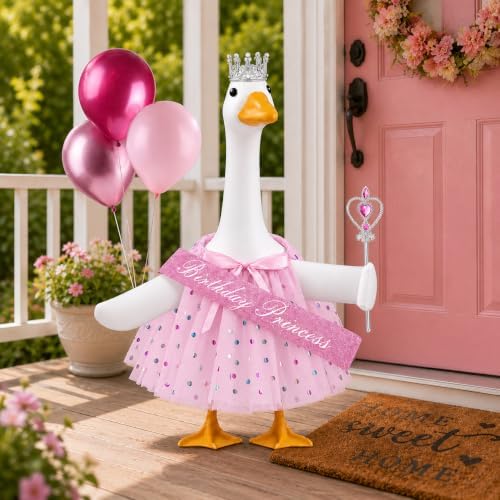 5 Pcs Birthday Princess Porch Goose Outfit with Balloon for Outdoor Decor - Image 6