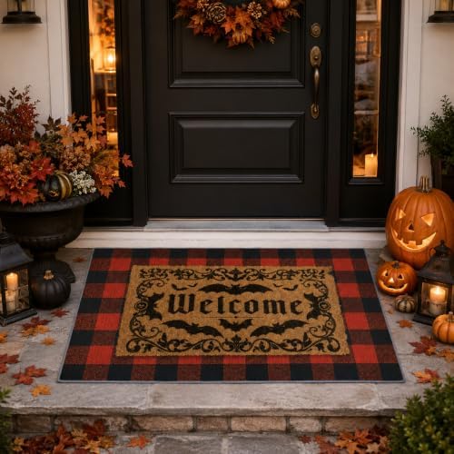 2 Pcs Halloween Door Mat, Halloween Outside Door Decorations by Unknown