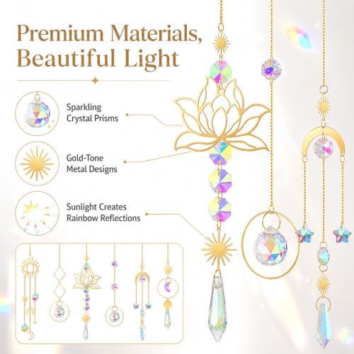 ilclviz Suncatcher Crystal Hanging Sun Catcher Prism with Chain Pendant Ornament Crystal Balls for Window - Image 4