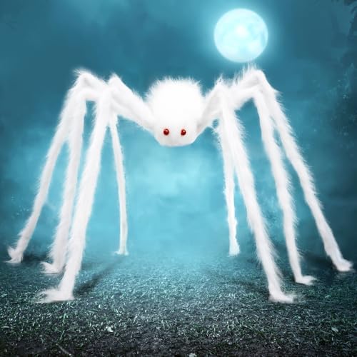 JOYIN Halloween Outdoor Decorations Giant Spider, Scary Large Spider Props for Yard Lawn Halloween Outside Decor and Indoor Party Decor, White (Standing Height is 15 inches) by JOYIN