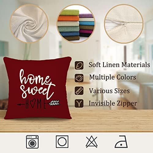 YCOLL Christmas Pillow Covers 16x16 Set of 4, Modern Sofa Throw Pillow Cover for Christmas Decor, Decorative Outdoor Linen Fabric Pillow Case for Couch Bed Car, Wine Red - Image 6