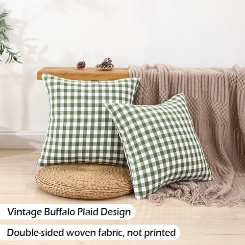 Outdoor Sage Green Gingham Plaid Throw Pillow Covers 18x18 for Porch Patio - Image 3