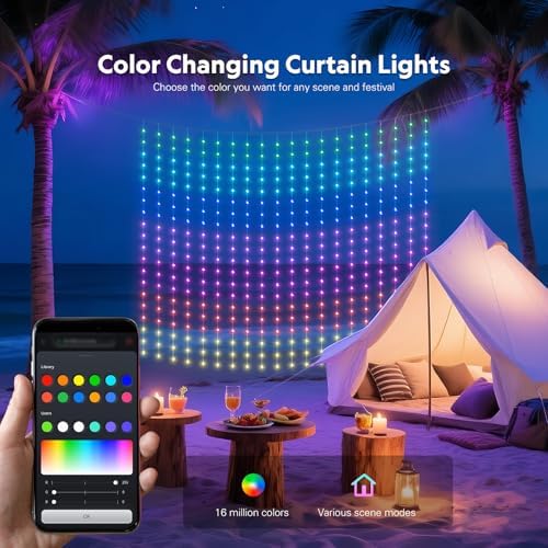 JMEXSUSS 400 LED Smart Curtain Lights for Holiday and DIY Fun, 6.5x6.5 ft - Image 2