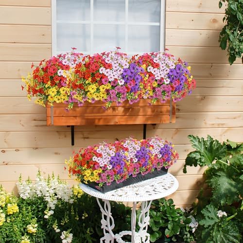 Sggvecsy Artificial Flowers for Outdoors 12 Bundles Realistic Faux Plants UV Resistant Fake Silk Daisy with Eucalyptus for Boxwood Planter Patio Porch Outside Spring Summer Decoration(Mixed 6 Color) - Image 4